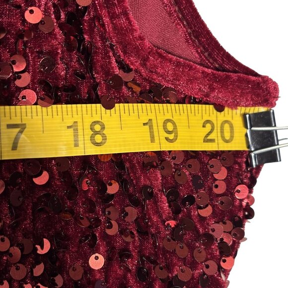 Sleeveless Deep Wine Sequin Party Dress Size XL By Nina Leonard - Picture 11 of 13
